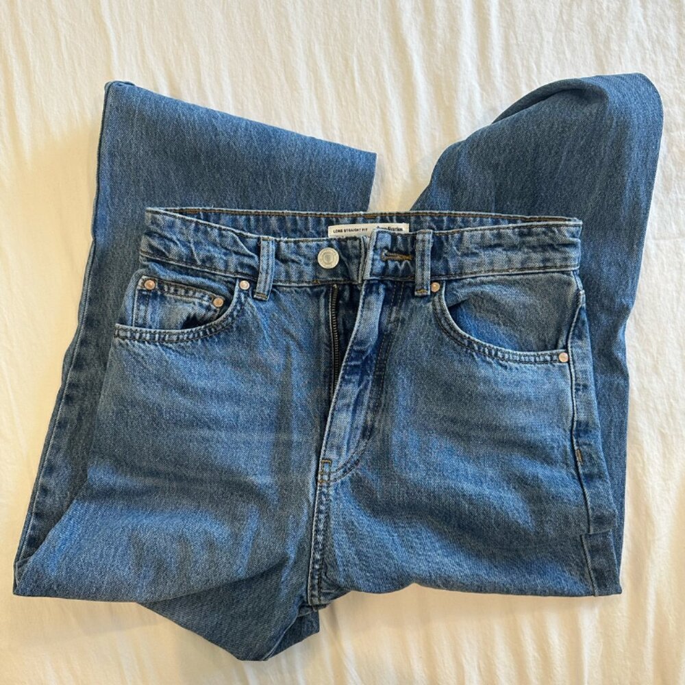 Stradivarius long straight fit raw hem